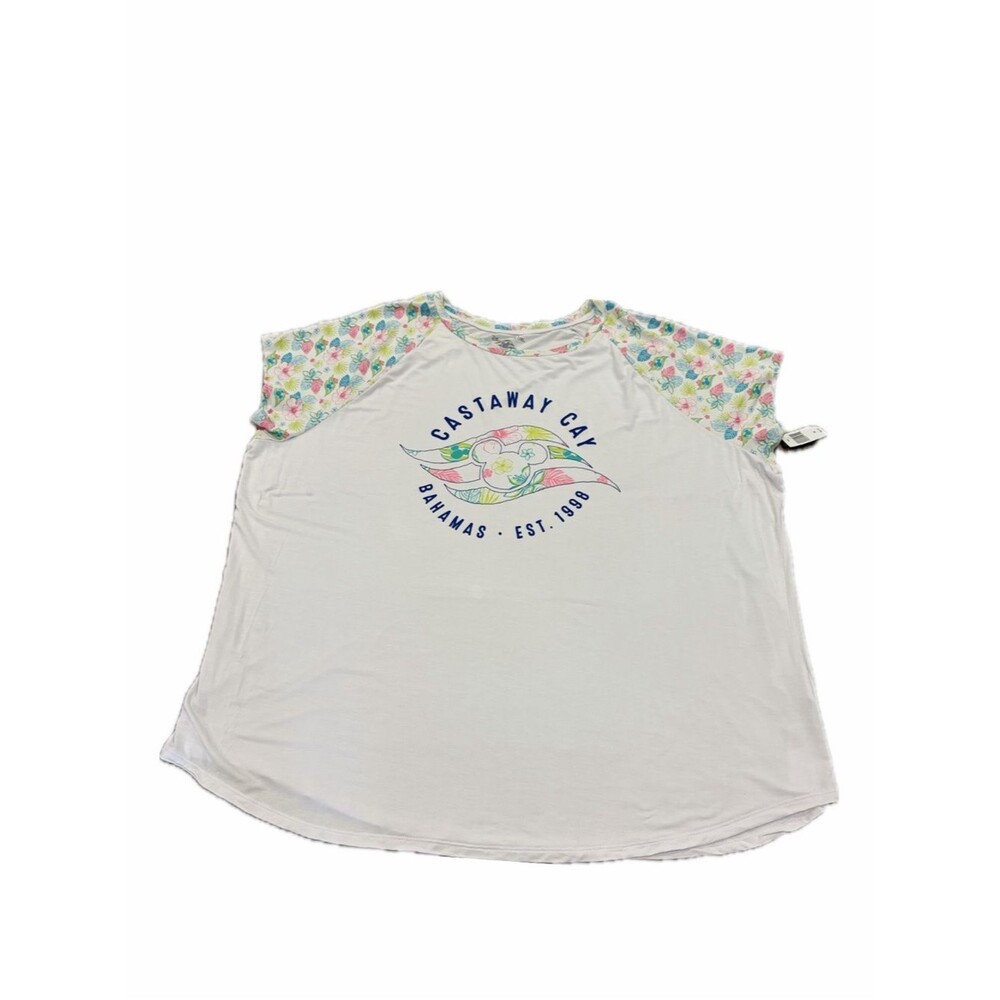 Disney Cruise Line Castaway Cay Raglan T-Shirt Size 3X Vacation Tropical Floral